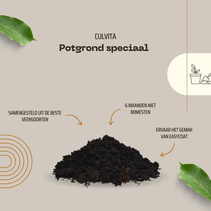 Culvita - Potgrond speciaal met 6 maanden voeding 40 liter - Premium grond voor kamerplanten & buitenplanten - inclusief EasyCoat plantenvoeding-Plant-Botanicly