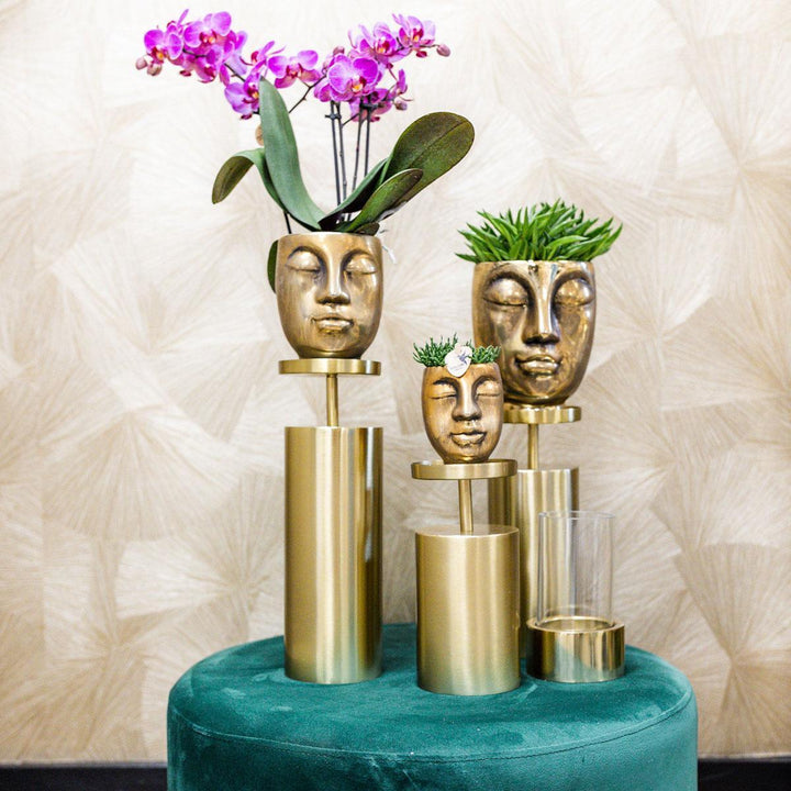 Kolibri Home | Face to face Blumentopf - Goldener Keramik-Ziertopf Ø6cm-Plant-Botanicly